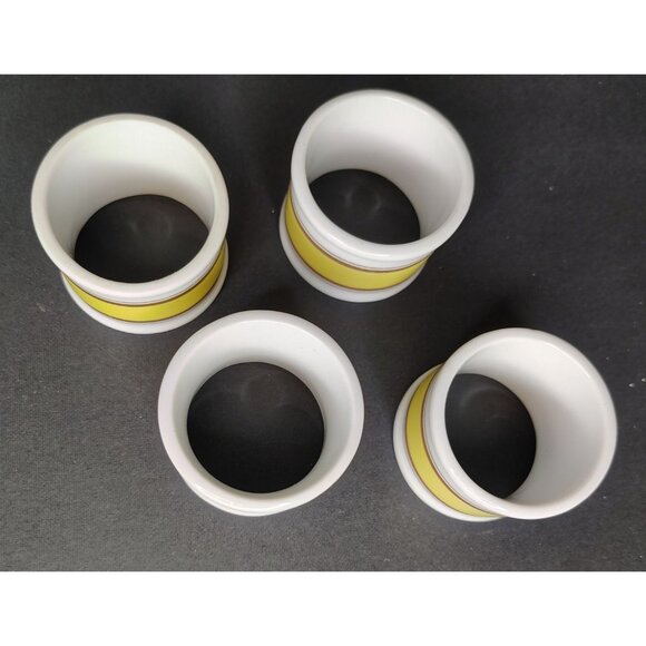Vintage Marshall Field & Company Set of 6 Porcelain Napkin Rings Yellow and Gold - Picture 3 of 5